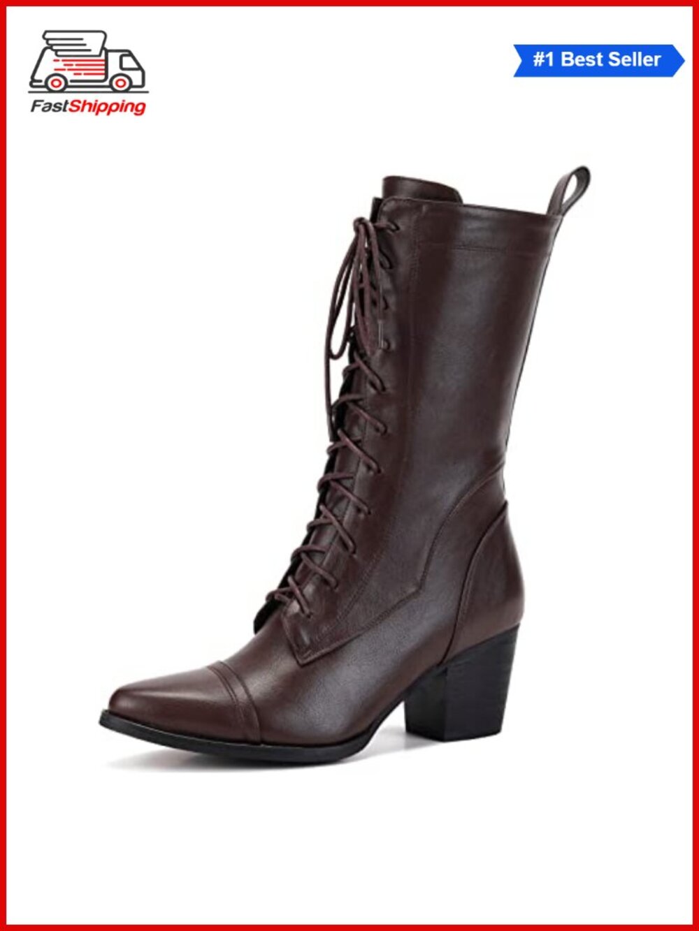 Women's Mid Calf Combat Boots Lace Up PU Leather Faux Fur Lining